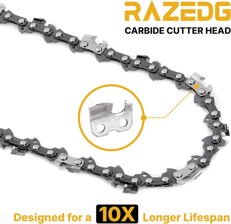 RazEdg Carbide Chainsaw Chain 16 Inch, 3/8" LP Pitch, .050" Gauge, 56 Drive Links, Fits Craftsman, Poulan, Ryobi, Echo, Greenworks and More- S56 (1 Chain) - Image 3